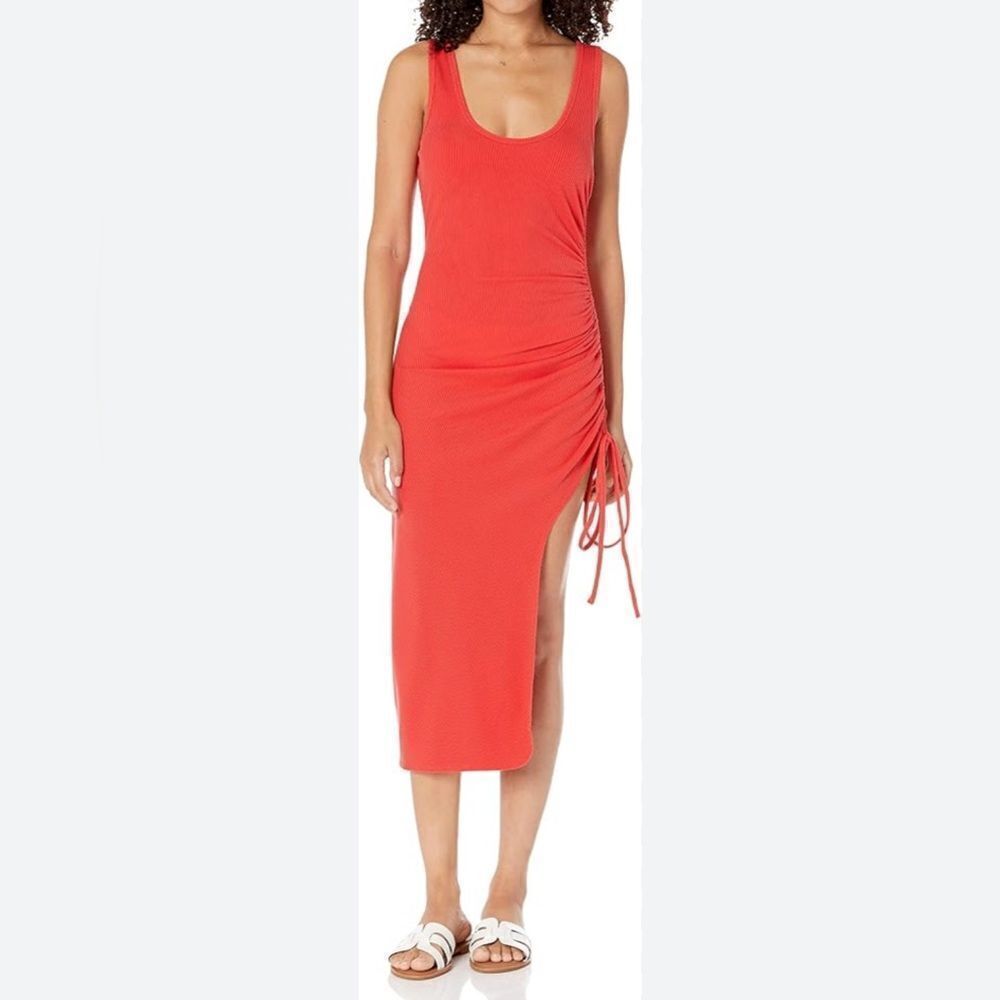 The drop dionne ruched tie midi dress red